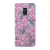 PrintiFy Samsung Galaxy A8 2018 ile Uyumlu Kapak Floral Pembe Tasarımlı 1mm Fit Şeffaf Silikon Kılıf