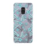 PrintiFy Samsung Galaxy A8 2018 ile Uyumlu Kapak Floral Su Yeşili Tasarımlı 1mm Fit Şeffaf Silikon Kılıf