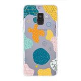PrintiFy Samsung Galaxy A8 2018 ile Uyumlu Kapak Geometrik Şekiller Tasarımlı 1mm Fit Şeffaf Silikon Kılıf