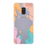 PrintiFy Samsung Galaxy A8 2018 ile Uyumlu Kapak Karışık Renkler Tasarımlı 1mm Fit Şeffaf Silikon Kılıf