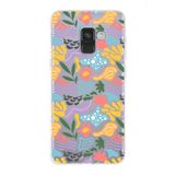 PrintiFy Samsung Galaxy A8 2018 ile Uyumlu Kapak Memphis Desen - 2 Tasarımlı 1mm Fit Şeffaf Silikon Kılıf