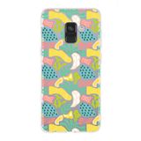 PrintiFy Samsung Galaxy A8 2018 ile Uyumlu Kapak Memphis Desen - 3 Tasarımlı 1mm Fit Şeffaf Silikon Kılıf