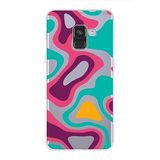 PrintiFy Samsung Galaxy A8 2018 ile Uyumlu Kapak Renkli Desen A Kırmızı Tasarımlı 1mm Fit Şeffaf Silikon Kılıf