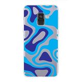 PrintiFy Samsung Galaxy A8 2018 ile Uyumlu Kapak Renkli Desen C Mavi Tasarımlı 1mm Fit Şeffaf Silikon Kılıf