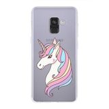 PrintiFy Samsung Galaxy A8 2018 ile Uyumlu Kapak Unicorn Tasarımlı 1mm Fit Şeffaf Silikon Kılıf