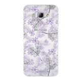 PrintiFy Samsung Galaxy A8 ile Uyumlu Kapak Floral Lila Tasarımlı 1mm Fit Şeffaf Silikon Kılıf