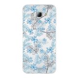 PrintiFy Samsung Galaxy A8 ile Uyumlu Kapak Floral Mavi Tasarımlı 1mm Fit Şeffaf Silikon Kılıf