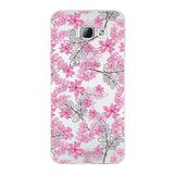 PrintiFy Samsung Galaxy A8 ile Uyumlu Kapak Floral Pembe Tasarımlı 1mm Fit Şeffaf Silikon Kılıf
