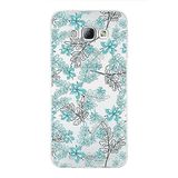 PrintiFy Samsung Galaxy A8 ile Uyumlu Kapak Floral Su Yeşili Tasarımlı 1mm Fit Şeffaf Silikon Kılıf