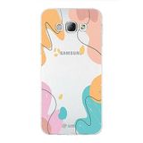 PrintiFy Samsung Galaxy A8 ile Uyumlu Kapak Karışık Renkler Tasarımlı 1mm Fit Şeffaf Silikon Kılıf