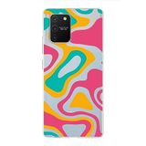PrintiFy Samsung Galaxy A91 ile Uyumlu Kapak Renkli Desen B Turuncu Tasarımlı 1mm Fit Şeffaf Silikon Kılıf