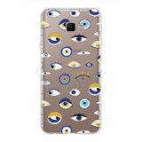 PrintiFy Samsung Galaxy J4 Core ile Uyumlu 1mm Slim Fit Nazar Boncuğu 2 Baskılı Şeffaf Kılıf