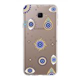 PrintiFy Samsung Galaxy J4 Core ile Uyumlu 1mm Slim Fit Nazar Boncuğu 5 Baskılı Şeffaf Kılıf