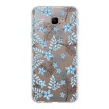 PrintiFy Samsung Galaxy J4 Core ile Uyumlu Kapak Floral Mavi Tasarımlı 1mm Fit Şeffaf Silikon Kılıf
