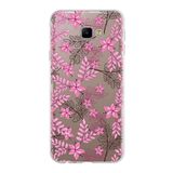 PrintiFy Samsung Galaxy J4 Core ile Uyumlu Kapak Floral Pembe Tasarımlı 1mm Fit Şeffaf Silikon Kılıf