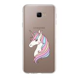 PrintiFy Samsung Galaxy J4 Core ile Uyumlu Kapak Unicorn Tasarımlı 1mm Fit Şeffaf Silikon Kılıf