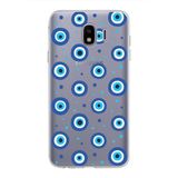 PrintiFy Samsung Galaxy J4 ile Uyumlu 1mm Slim Fit Nazar Boncuğu 1 Baskılı Şeffaf Kılıf