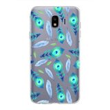 PrintiFy Samsung Galaxy J4 ile Uyumlu 1mm Slim Fit Nazar Boncuğu 3 Baskılı Şeffaf Kılıf