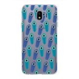 PrintiFy Samsung Galaxy J4 ile Uyumlu 1mm Slim Fit Nazar Boncuğu 4 Baskılı Şeffaf Kılıf