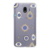 PrintiFy Samsung Galaxy J4 ile Uyumlu 1mm Slim Fit Nazar Boncuğu 5 Baskılı Şeffaf Kılıf