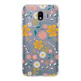 PrintiFy Samsung Galaxy J4 ile Uyumlu Kapak Çiçek Tasarımlı 1mm Fit Şeffaf Silikon Kılıf