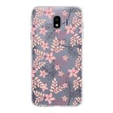 PrintiFy Samsung Galaxy J4 ile Uyumlu Kapak Floral Kırmızı Tasarımlı 1mm Fit Şeffaf Silikon Kılıf