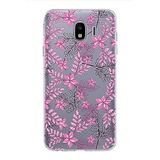 PrintiFy Samsung Galaxy J4 ile Uyumlu Kapak Floral Pembe Tasarımlı 1mm Fit Şeffaf Silikon Kılıf