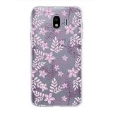 PrintiFy Samsung Galaxy J4 ile Uyumlu Kapak Floral Pudra Tasarımlı 1mm Fit Şeffaf Silikon Kılıf