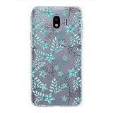 PrintiFy Samsung Galaxy J4 ile Uyumlu Kapak Floral Su Yeşili Tasarımlı 1mm Fit Şeffaf Silikon Kılıf