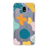 PrintiFy Samsung Galaxy J4 ile Uyumlu Kapak Geometrik Şekiller Tasarımlı 1mm Fit Şeffaf Silikon Kılıf