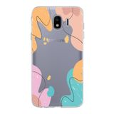 PrintiFy Samsung Galaxy J4 ile Uyumlu Kapak Karışık Renkler Tasarımlı 1mm Fit Şeffaf Silikon Kılıf