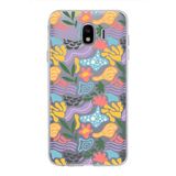 PrintiFy Samsung Galaxy J4 ile Uyumlu Kapak Memphis Desen - 2 Tasarımlı 1mm Fit Şeffaf Silikon Kılıf