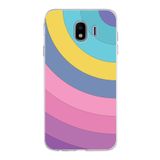 PrintiFy Samsung Galaxy J4 ile Uyumlu Kapak Renk Cümbüşü B Mor Tasarımlı 1mm Fit Şeffaf Silikon Kılıf