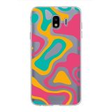 PrintiFy Samsung Galaxy J4 ile Uyumlu Kapak Renkli Desen B Turuncu Tasarımlı 1mm Fit Şeffaf Silikon Kılıf