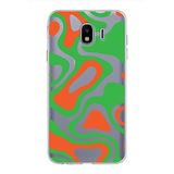 PrintiFy Samsung Galaxy J4 ile Uyumlu Kapak Renkli Desen E Yeşil Tasarımlı 1mm Fit Şeffaf Silikon Kılıf