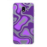 PrintiFy Samsung Galaxy J4 ile Uyumlu Kapak Renkli Desen F Mor Tasarımlı 1mm Fit Şeffaf Silikon Kılıf