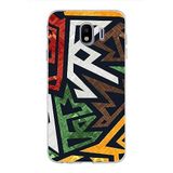 PrintiFy Samsung Galaxy J4 ile Uyumlu Kapak Soyut Grafiti Tasarımlı 1mm Fit Şeffaf Silikon Kılıf