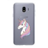 PrintiFy Samsung Galaxy J4 ile Uyumlu Kapak Unicorn Tasarımlı 1mm Fit Şeffaf Silikon Kılıf