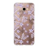 PrintiFy Samsung Galaxy J4 Plus ile Uyumlu Kapak Floral Lila Tasarımlı 1mm Fit Şeffaf Silikon Kılıf