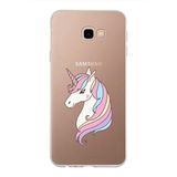 PrintiFy Samsung Galaxy J4 Plus ile Uyumlu Kapak Unicorn Tasarımlı 1mm Fit Şeffaf Silikon Kılıf