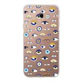 PrintiFy Samsung Galaxy J4+ Plus ile Uyumlu Nazar Boncuğu 2 Kamera Korumalı Şeffaf Silikon Kılıf