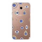 PrintiFy Samsung Galaxy J4+ Plus ile Uyumlu Nazar Boncuğu 5 Kamera Korumalı Şeffaf Silikon Kılıf
