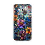 PrintiFy Samsung Galaxy J4+ Plus ile Uyumlu Vitray Mücevher Flora Tasarımlı Şeffaf Silikon Kılıf