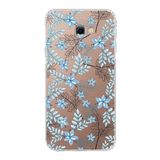 PrintiFy Samsung Galaxy J4 Plus Kamera Korumalı Kapak Floral Mavi Tasarımlı Şeffaf Kılıf