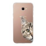 PrintiFy Samsung Galaxy J4 Plus Uyumlu Kamera Korumalı Kapak Catface Tasarımlı Şeffaf Silikon Kılıf