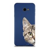 Printify Samsung Galaxy J4 Plus Uyumlu Lansman Kılıf Catface Tasarımlı Içi Kadife Kapak-Lacivert