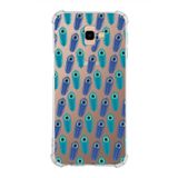 PrintiFy Samsung Galaxy J4+ Plus Uyumlu Nazar Boncuğu 4 Baskılı Şeffaf Köşe Korumalı Antişok Kılıf