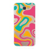 PrintiFy Samsung Galaxy J5 Prime ile Uyumlu Kapak Renkli Desen B Turuncu Tasarımlı 1mm Fit Şeffaf Silikon Kılıf