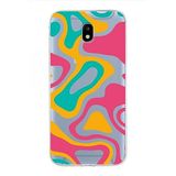 PrintiFy Samsung Galaxy J5 Pro ile Uyumlu Kapak Renkli Desen B Turuncu Tasarımlı 1mm Fit Şeffaf Silikon Kılıf
