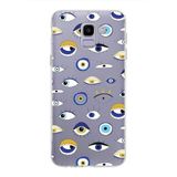PrintiFy Samsung Galaxy J6 2018 ile Uyumlu 1mm Slim Fit Nazar Boncuğu 2 Baskılı Şeffaf Kılıf